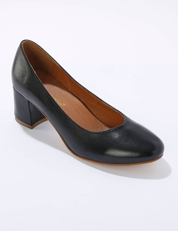 Pumps in glad leer met ronde neus (zwart) Pumps in glad leer met ronde neus (zwart)